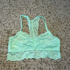 PINK Victoria’s Secret Mint Green Floral Laced Bralette Side Large